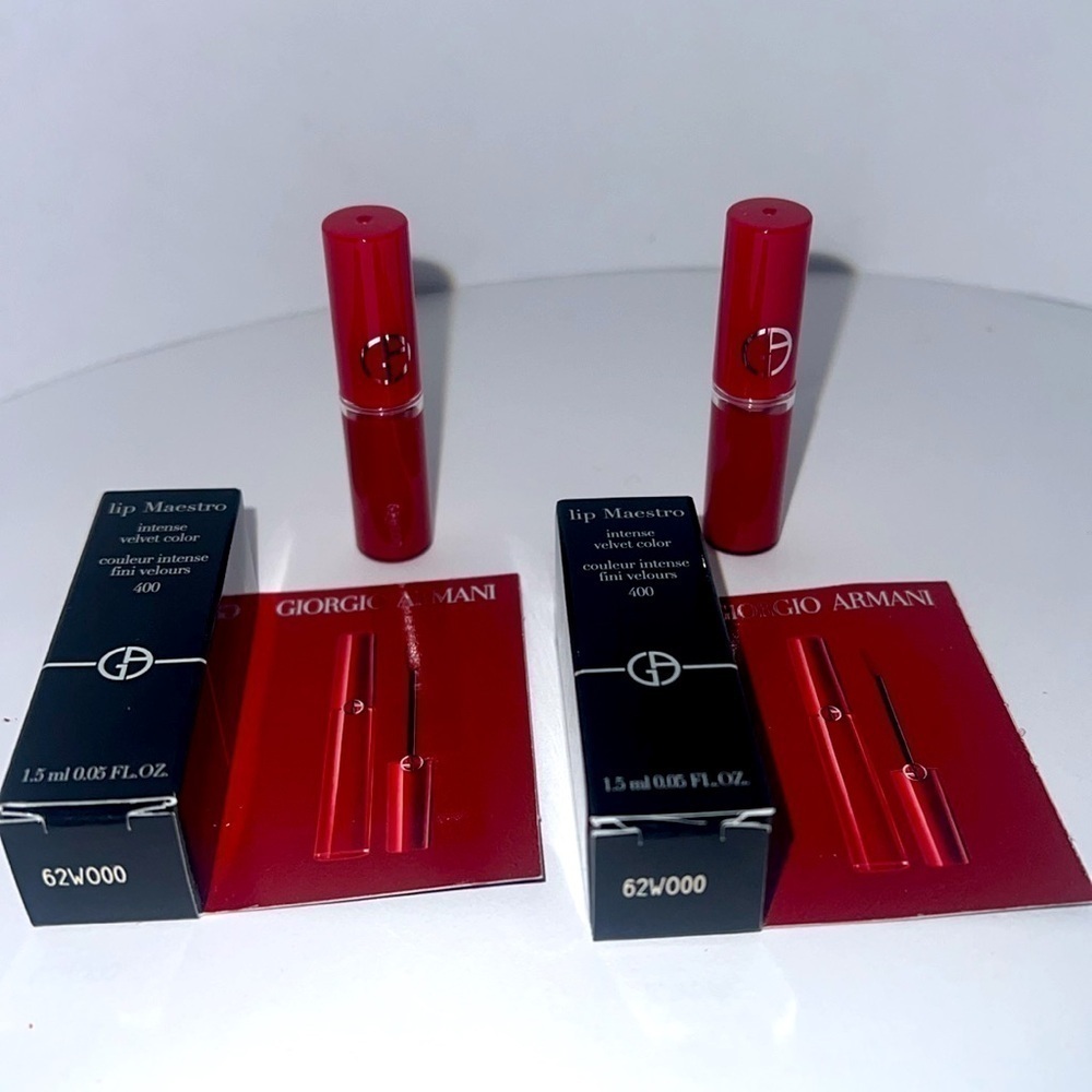 Giorgio Armani Set of 2 Lip Maestro 400 Intense Velvet Color Mini Lip Color New